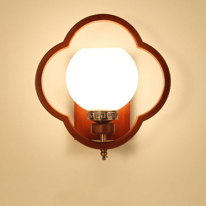 Chinese Flower Square Round Bird 1-Light Wall Sconce Lamp