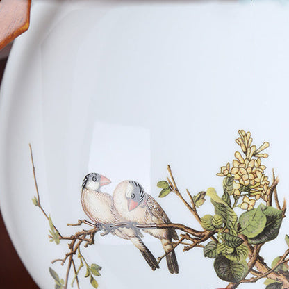 Chinese Flower Square Round Bird 1-Light Wall Sconce Lamp
