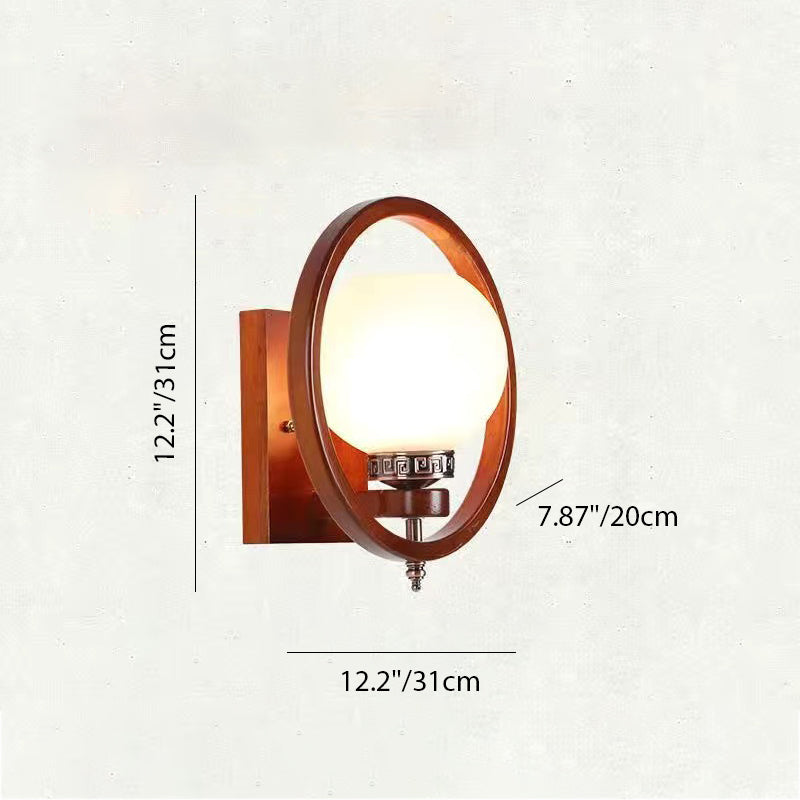 Chinese Flower Square Round Bird 1-Light Wall Sconce Lamp
