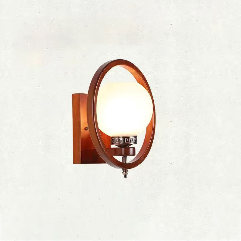 Chinese Flower Square Round Bird 1-Light Wall Sconce Lamp