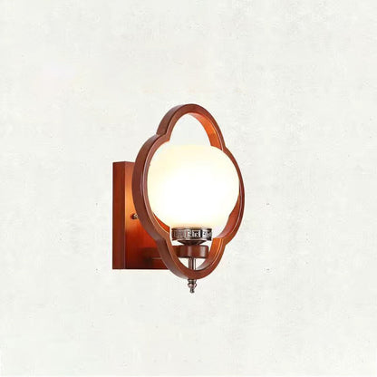 Chinese Flower Square Round Bird 1-Light Wall Sconce Lamp