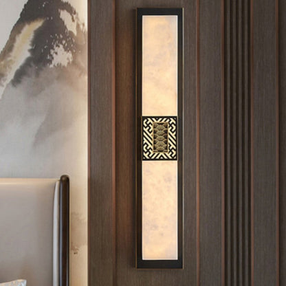 Chinese Rectangular Ripple Pattern LED Wall Sconce Lamp