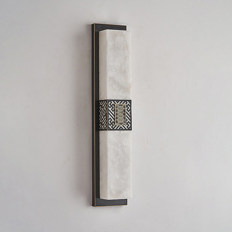 Chinese Rectangular Ripple Pattern LED Wall Sconce Lamp