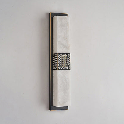 Chinese Rectangular Ripple Pattern LED Wall Sconce Lamp