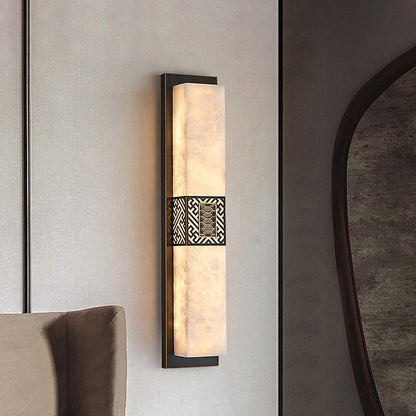 Chinese Rectangular Ripple Pattern LED Wall Sconce Lamp