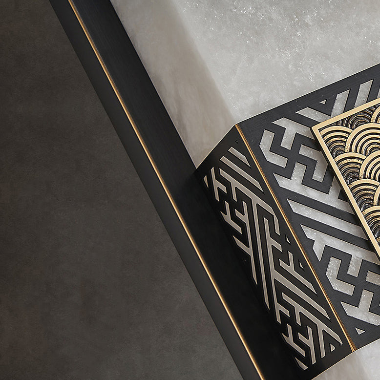 Chinese Rectangular Ripple Pattern LED Wall Sconce Lamp