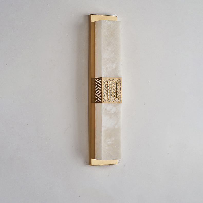 Chinese Rectangular Ripple Pattern LED Wall Sconce Lamp