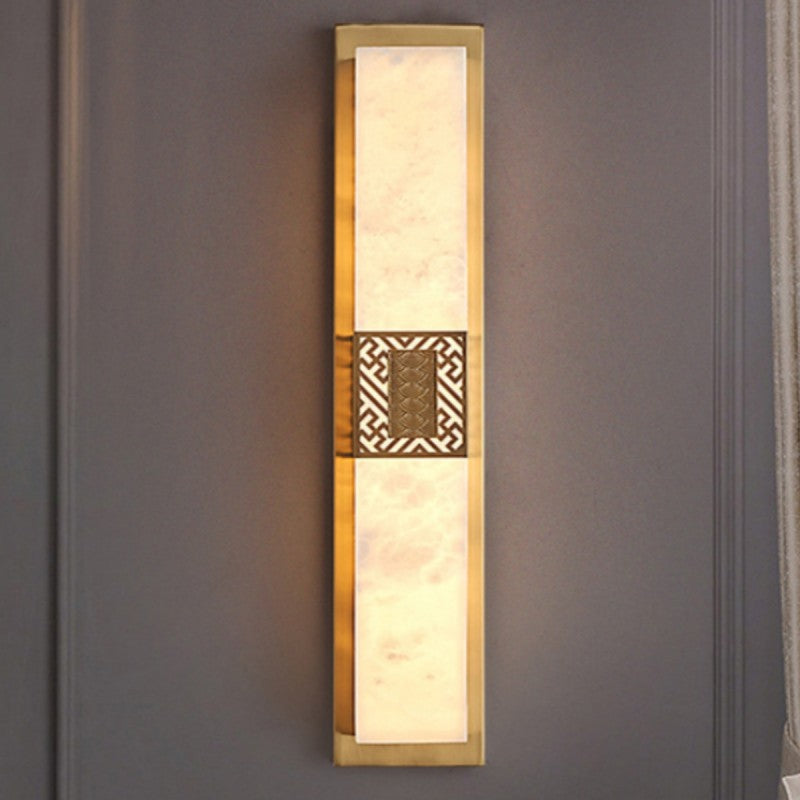 Chinese Rectangular Ripple Pattern LED Wall Sconce Lamp