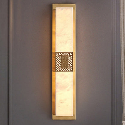 Chinese Rectangular Ripple Pattern LED Wall Sconce Lamp