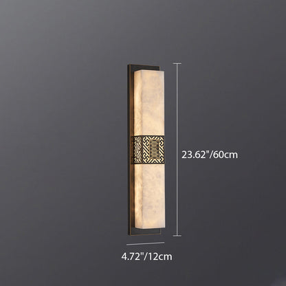 Chinese Rectangular Ripple Pattern LED Wall Sconce Lamp
