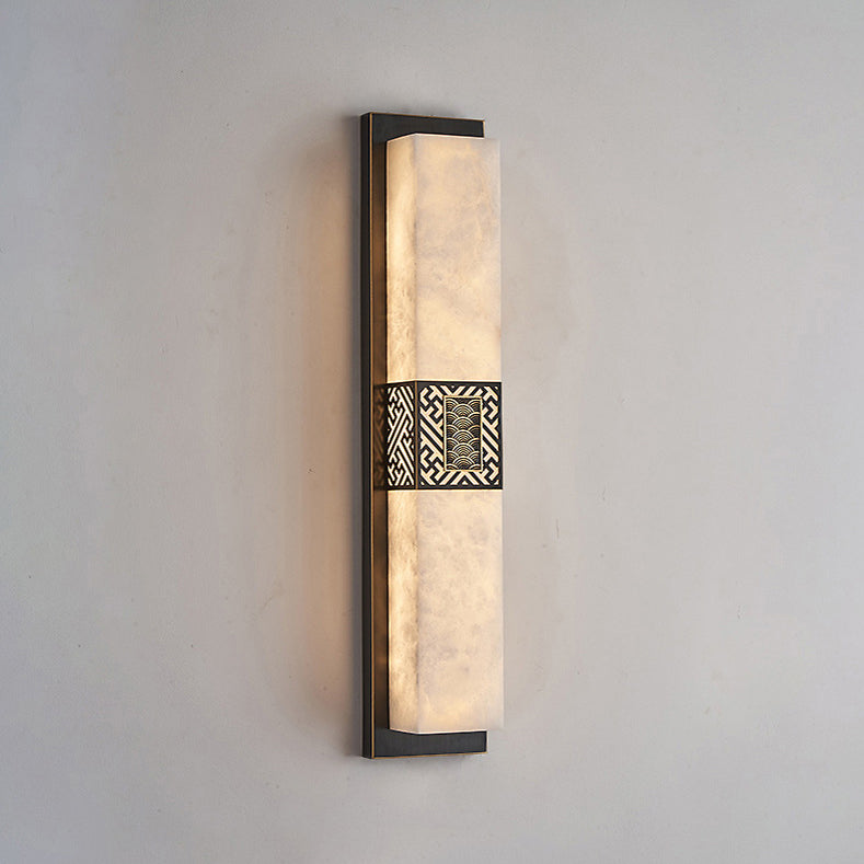 Chinese Rectangular Ripple Pattern LED Wall Sconce Lamp