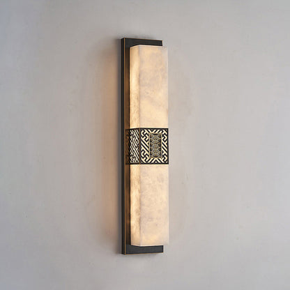 Chinese Rectangular Ripple Pattern LED Wall Sconce Lamp