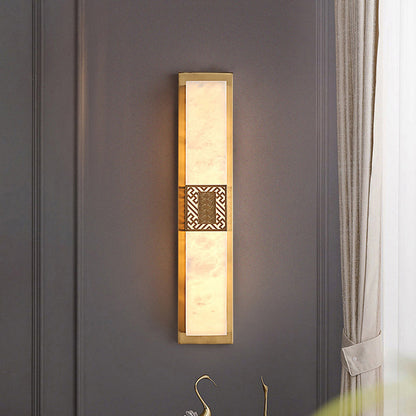 Chinese Rectangular Ripple Pattern LED Wall Sconce Lamp