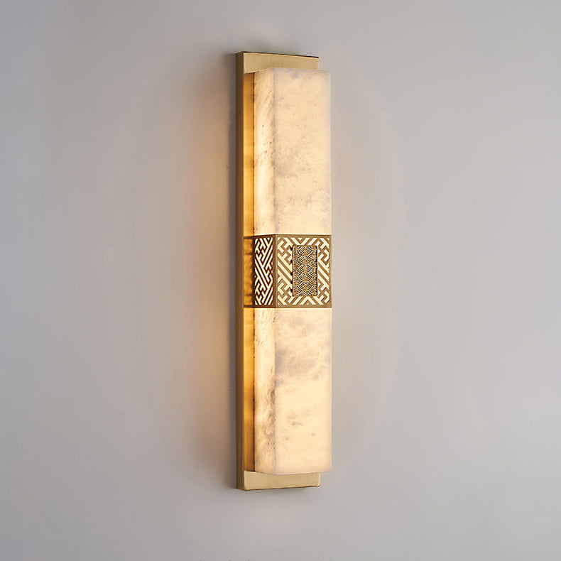 Chinese Rectangular Ripple Pattern LED Wall Sconce Lamp
