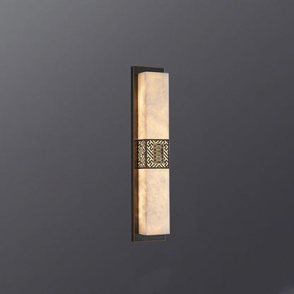 Chinese Rectangular Ripple Pattern LED Wall Sconce Lamp