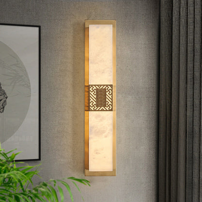 Chinese Rectangular Ripple Pattern LED Wall Sconce Lamp