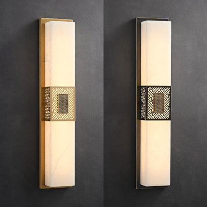 Chinese Rectangular Ripple Pattern LED Wall Sconce Lamp