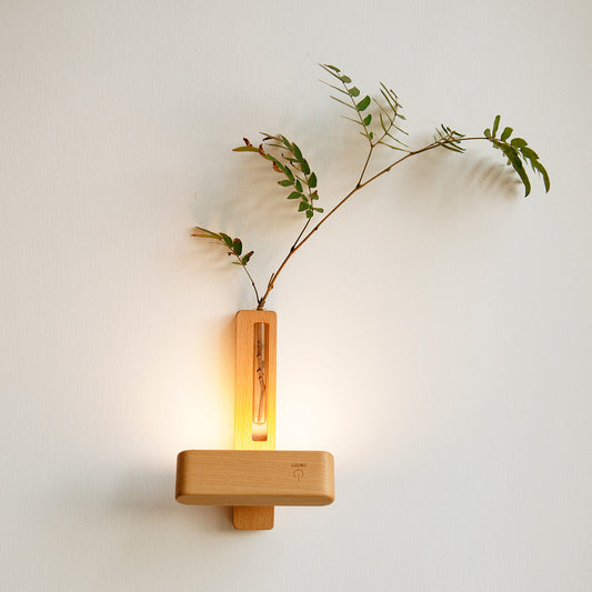 Walnut Strip Floral Container LED Wall Sconce Lamp