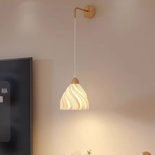 Wood PLA Skirt Petal Adjustable 1-Light Wall Sconce Lamp