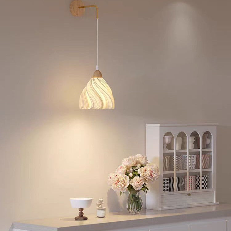 Wood PLA Skirt Petal Adjustable 1-Light Wall Sconce Lamp