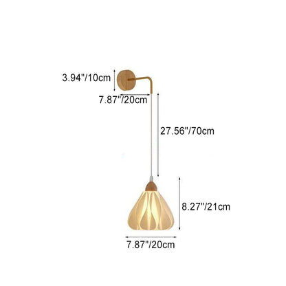 Wood PLA Skirt Petal Adjustable 1-Light Wall Sconce Lamp