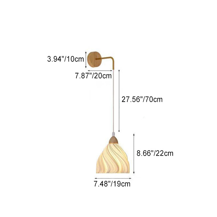 Wood PLA Skirt Petal Adjustable 1-Light Wall Sconce Lamp