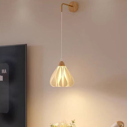 Wood PLA Skirt Petal Adjustable 1-Light Wall Sconce Lamp