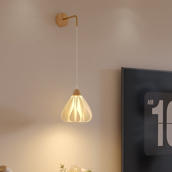 Wood PLA Skirt Petal Adjustable 1-Light Wall Sconce Lamp