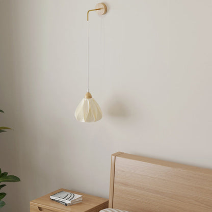 Wood PLA Skirt Petal Adjustable 1-Light Wall Sconce Lamp