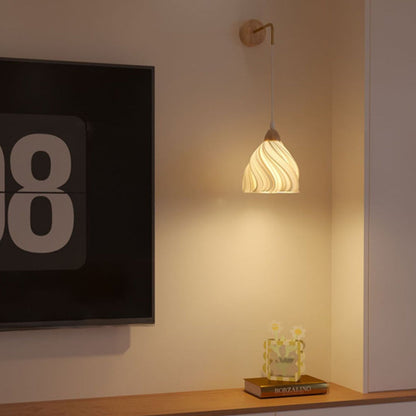 Wood PLA Skirt Petal Adjustable 1-Light Wall Sconce Lamp