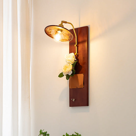 Brass Glass Round Ice Cube Bag 1-Light Wall Sconce Lamp