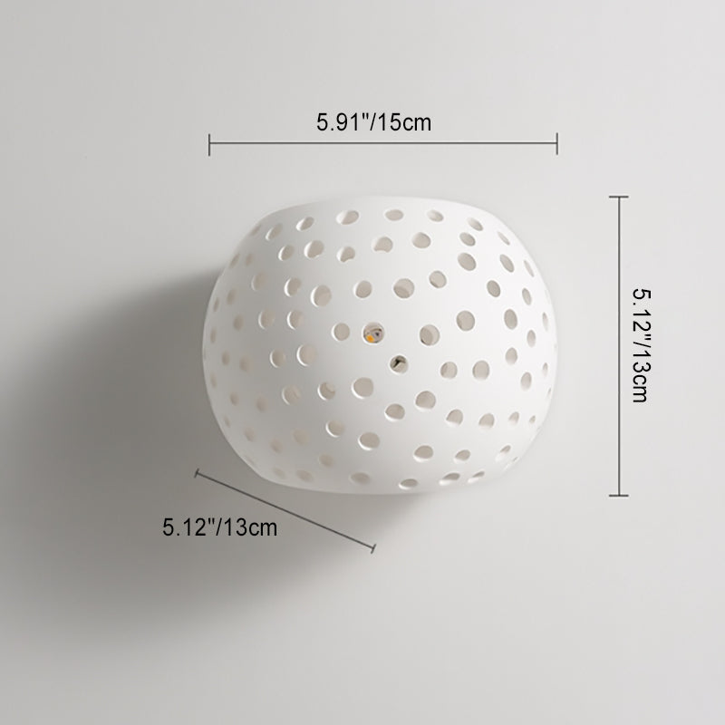 Creative Plaster Sphere Hollowed 1-Light Wall Sconce Lamp