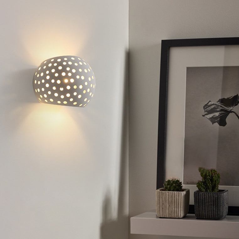 Creative Plaster Sphere Hollowed 1-Light Wall Sconce Lamp