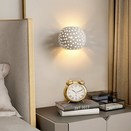 Creative Plaster Sphere Hollowed 1-Light Wall Sconce Lamp