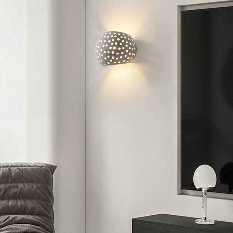 Creative Plaster Sphere Hollowed 1-Light Wall Sconce Lamp