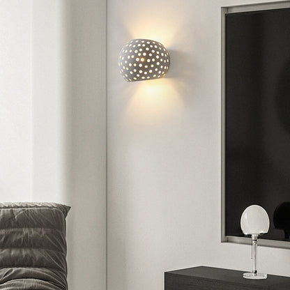 Creative Plaster Sphere Hollowed 1-Light Wall Sconce Lamp