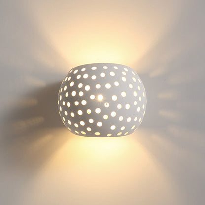 Creative Plaster Sphere Hollowed 1-Light Wall Sconce Lamp