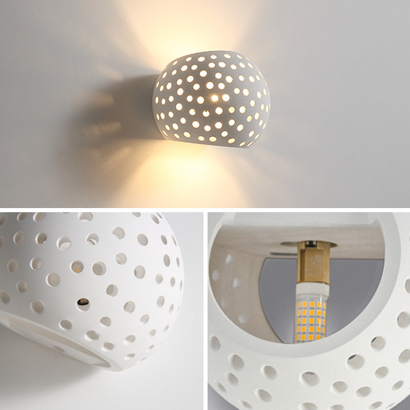 Creative Plaster Sphere Hollowed 1-Light Wall Sconce Lamp