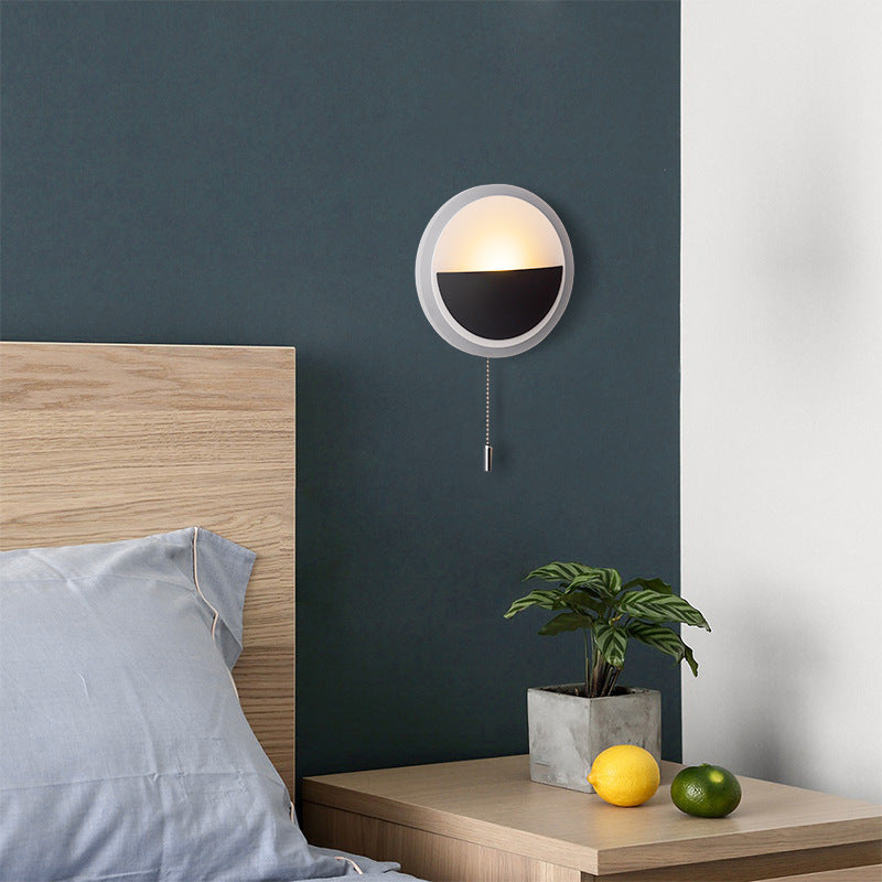 Simplicity Acrylic Round Pull-Wire LED Wall Sconce Lamp