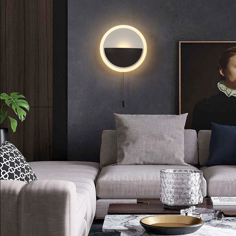Simplicity Acrylic Round Pull-Wire LED Wall Sconce Lamp