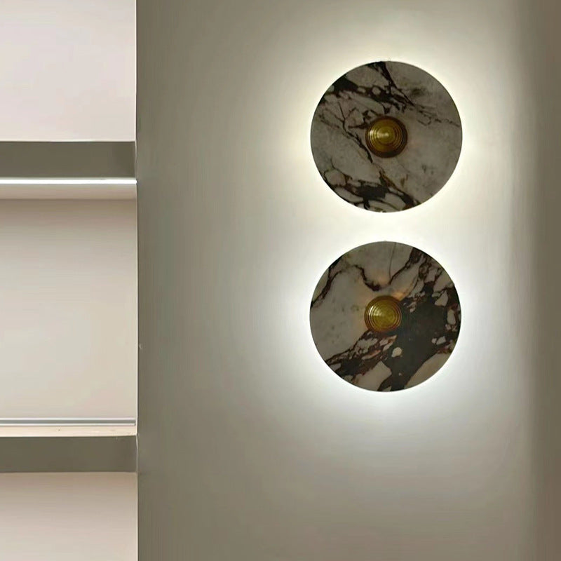 French Marble Aluminum Disc LED Wall Sconce Lamp