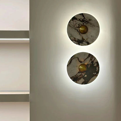 French Marble Aluminum Disc LED Wall Sconce Lamp
