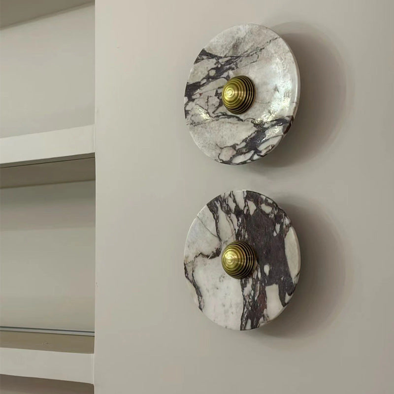 French Marble Aluminum Disc LED Wall Sconce Lamp