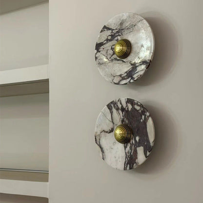 French Marble Aluminum Disc LED Wall Sconce Lamp