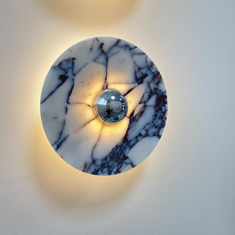 French Marble Aluminum Disc LED Wall Sconce Lamp