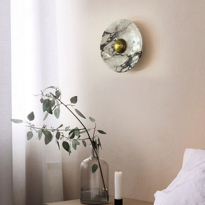 French Marble Aluminum Disc LED Wall Sconce Lamp