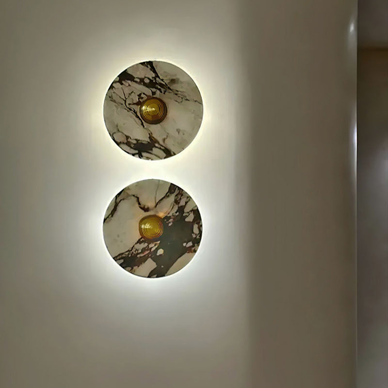 French Marble Aluminum Disc LED Wall Sconce Lamp