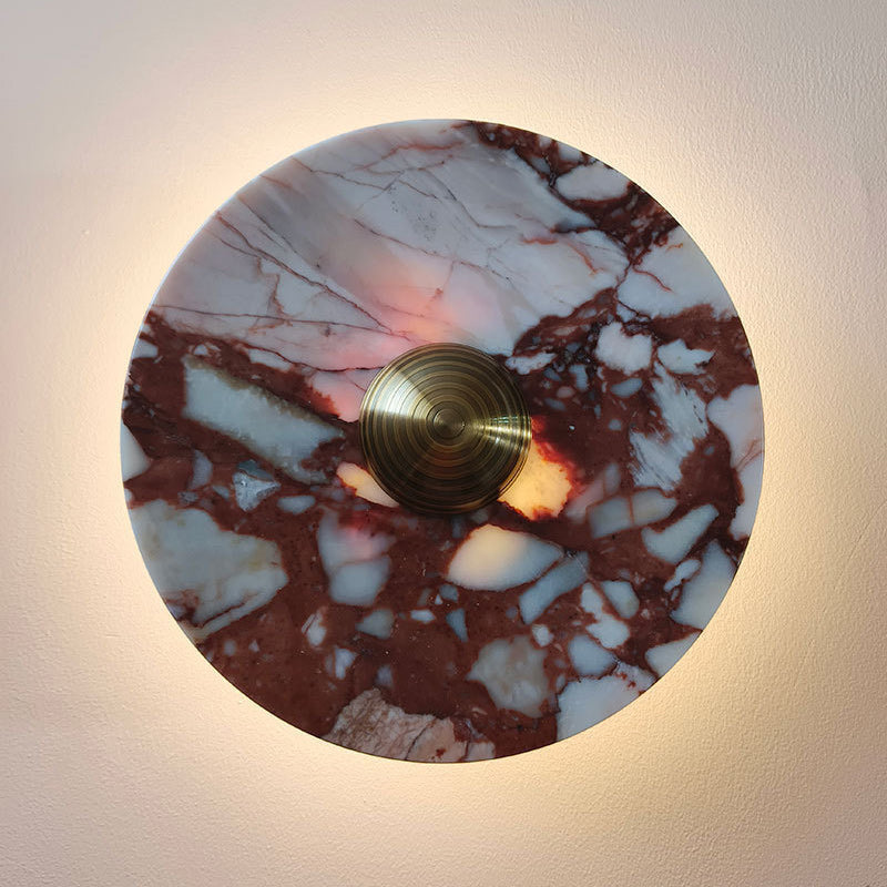 French Marble Aluminum Disc LED Wall Sconce Lamp