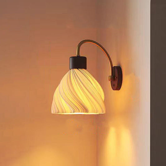 French Petal Skirt Iron Wood PLA 1-Light Wall Sconce Lamp