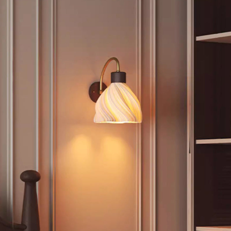French Petal Skirt Iron Wood PLA 1-Light Wall Sconce Lamp